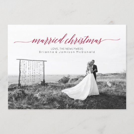 wedding announcements, Married Christmas Newlywed Photo Holiday Card, Christmas wedding announcement