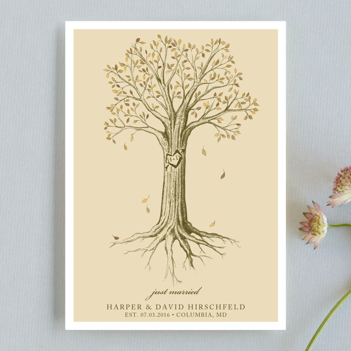 wedding announcements, Carved Wedding Wedding Announcements, pretty artistic wedding announcement