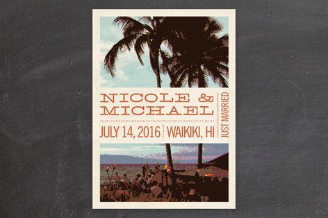 writing wedding announcements, wedding announcements, palm tree wedding announcements, summer wedding announcements