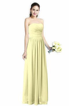The Alisson - Wax Yellow Cinderella A-line Strapless Zip Up Floor Length Bridesmaid Dress