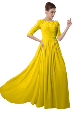 yellow bridesmaid dresses, yellow bridesmaid dress,dark yellow bridesmaid dress, 3/4 sleeves yellow bridesmaid dress