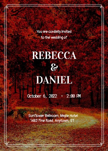 Beautiful Autumn Scenic Wedding Invitation