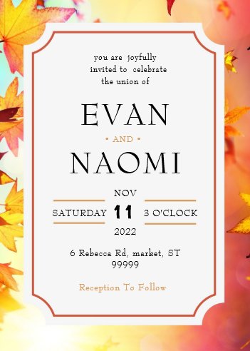 Fall Wedding Invitation With Leave Border