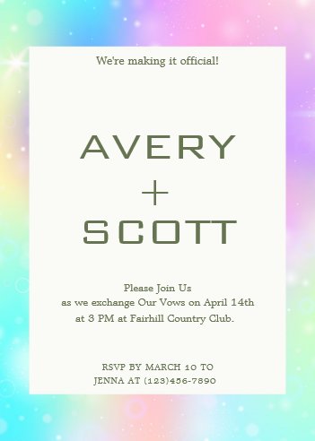 Rainbow Border Wedding Invitation