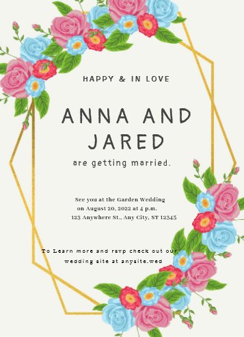 Pretty Garden Flower Wedding Invitation