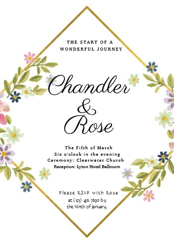 Geometric Floral Wedding Invitation