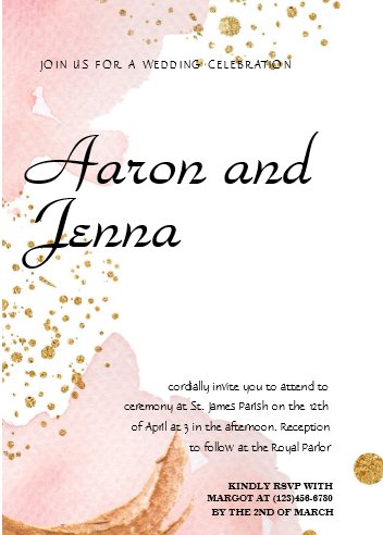 Blush & Gold Abstract Wedding Invitation
