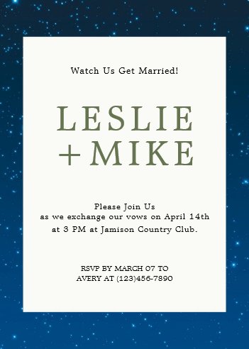 Nighttime Stars Bordered Wedding Invitation