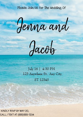 Pretty Beach Wedding Invitation