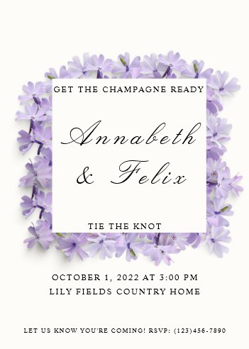 Purple Floral Wedding Invitation