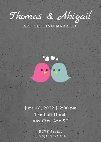 Romantic Birds Wedding Invitation