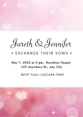 Pink Hearts Wedding Invitation