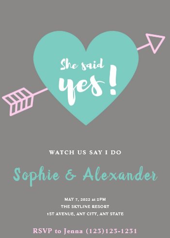 She Said Yes Wedding Invitation