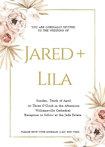 Bohemian Dried Flowers Wedding Invitation