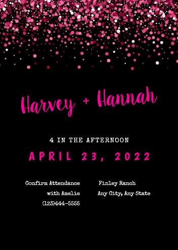 Black and Pink Glitter Wedding Invitation