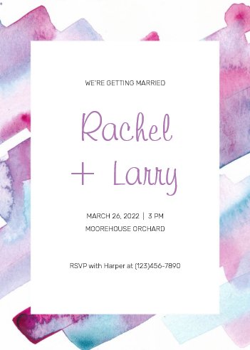 Purple and Blue Abstract Wedding Invitation