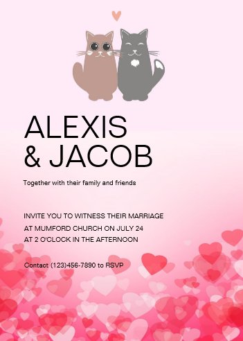 Cats in Love Wedding Invitation