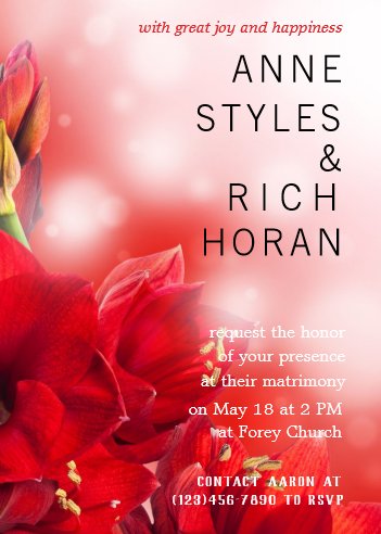 Stunning Red Floral Wedding Invitation