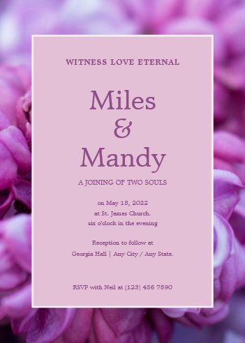 Purple Floral Border Wedding Invitation