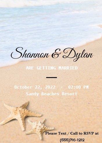 Starfish Wedding Invitation
