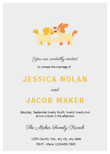 Dogs in Love Wedding Invitation