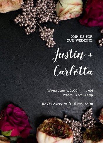 Gothic Flowers Wedding Invitation