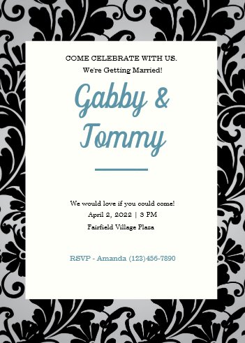Black and White Damask Invitation