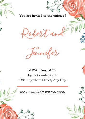 Orange Roses Wedding Invitation