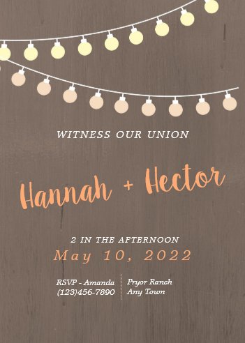 Rustic Fairy Lights Wedding Invitation