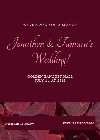 Burgundy Floral Wedding Invitation