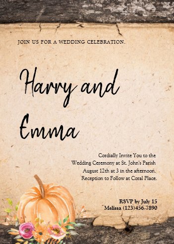 Rustic Pumpkin Wedding Invitation
