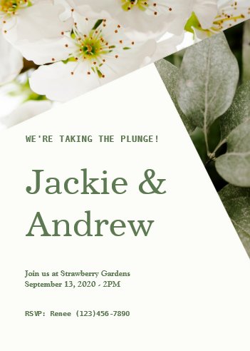 White Flowers and Greenery Wedding Invitation