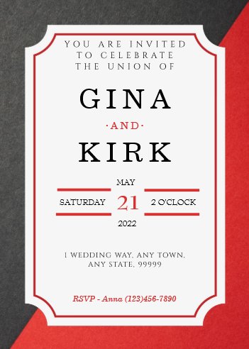 Black and Red Wedding Invitation