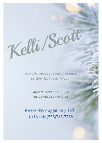 Frosted Pine Winter Wedding Invitation