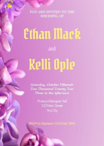 Purple Floral Wedding Invitation