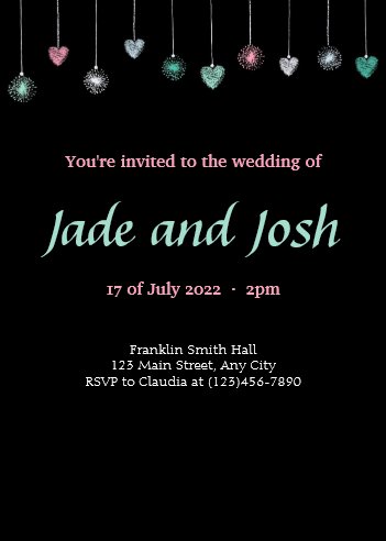 Hearts and Twinkle Lights Wedding Invitation