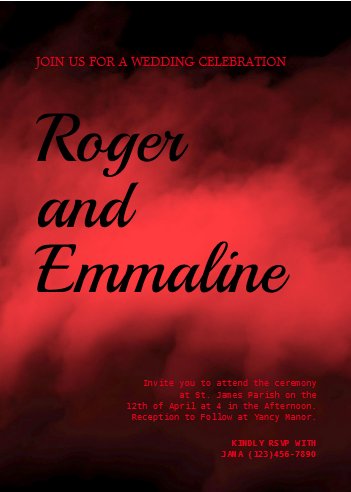 Red and Black Gothic Wedding Invitation