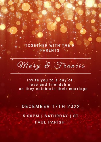 Red Sparkling Lights Wedding Invitation