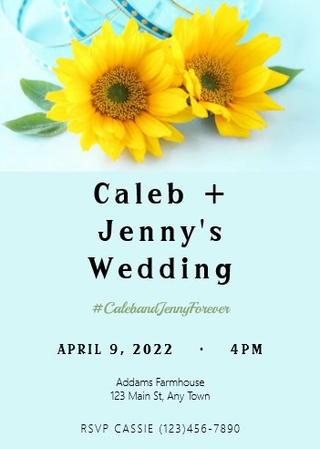 Pretty Sunflower Wedding Invitation