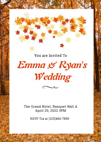 Fall Leaves Wedding Invitation