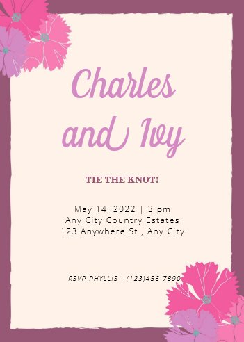 Pink and Purple Floral Wedding invitation