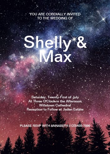 Forest Nighttime Sky Wedding Invitation