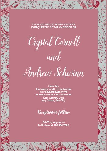 Pink Victorian Wedding Invitation