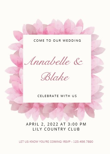 Pink Floral Wedding Invitation