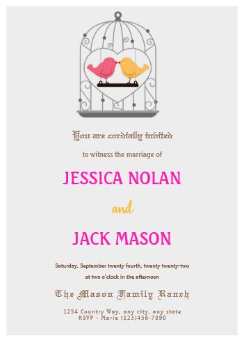 Love Birds Wedding Invitation