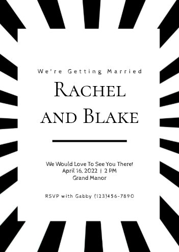 Black + White Optical Illusion Wedding Invitation