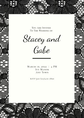 Black Lace Wedding Invitation